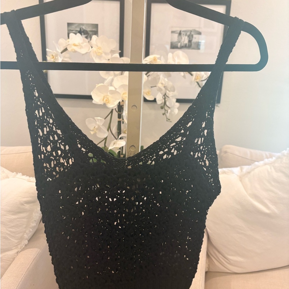 J. Crew Black Crochet Tank Top